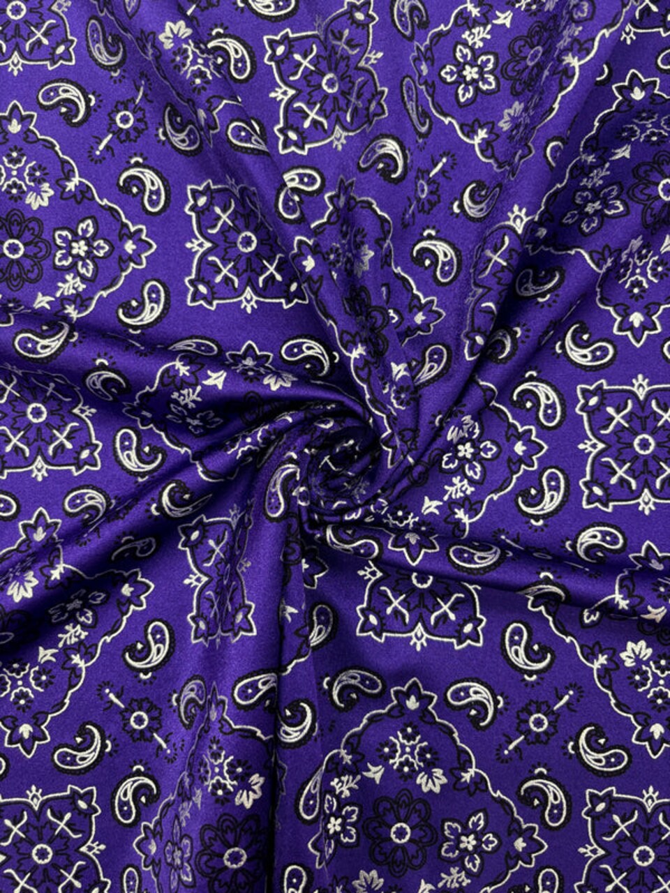 1 Yard Violet Paisley Pattern Stretch Fabric 4 Way Spandex for Dancewear, Swimwear, Costumes & Leggings 58”/60'' Wide